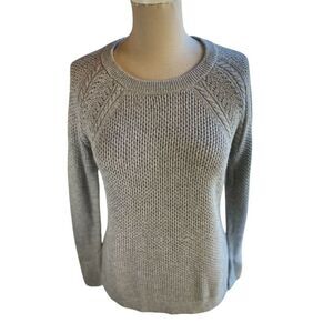 LOFT‎ Grey Cable Knit Sweater Crewneck Long Sleeve Casual Pullover S